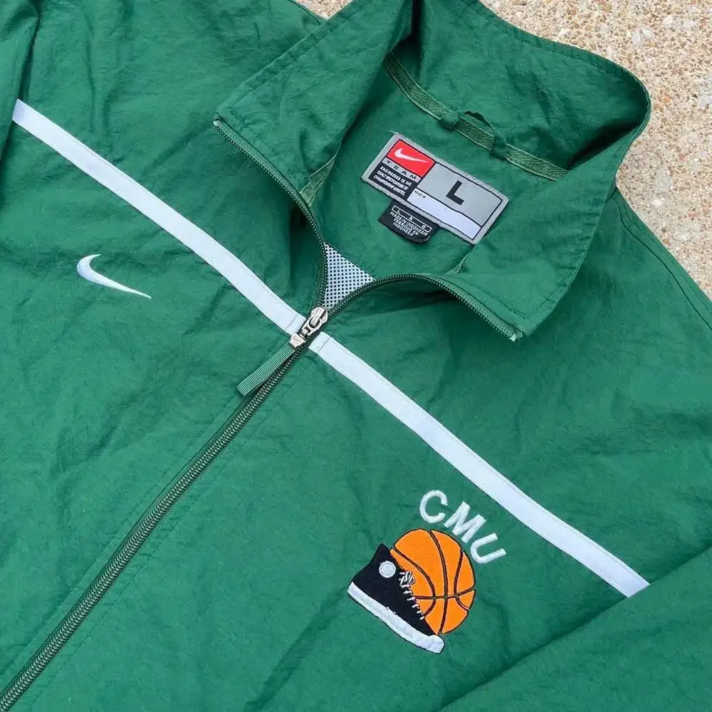 Vintage Nike CMU Basketball Green Full Zip Windbreaker Jacket Size L